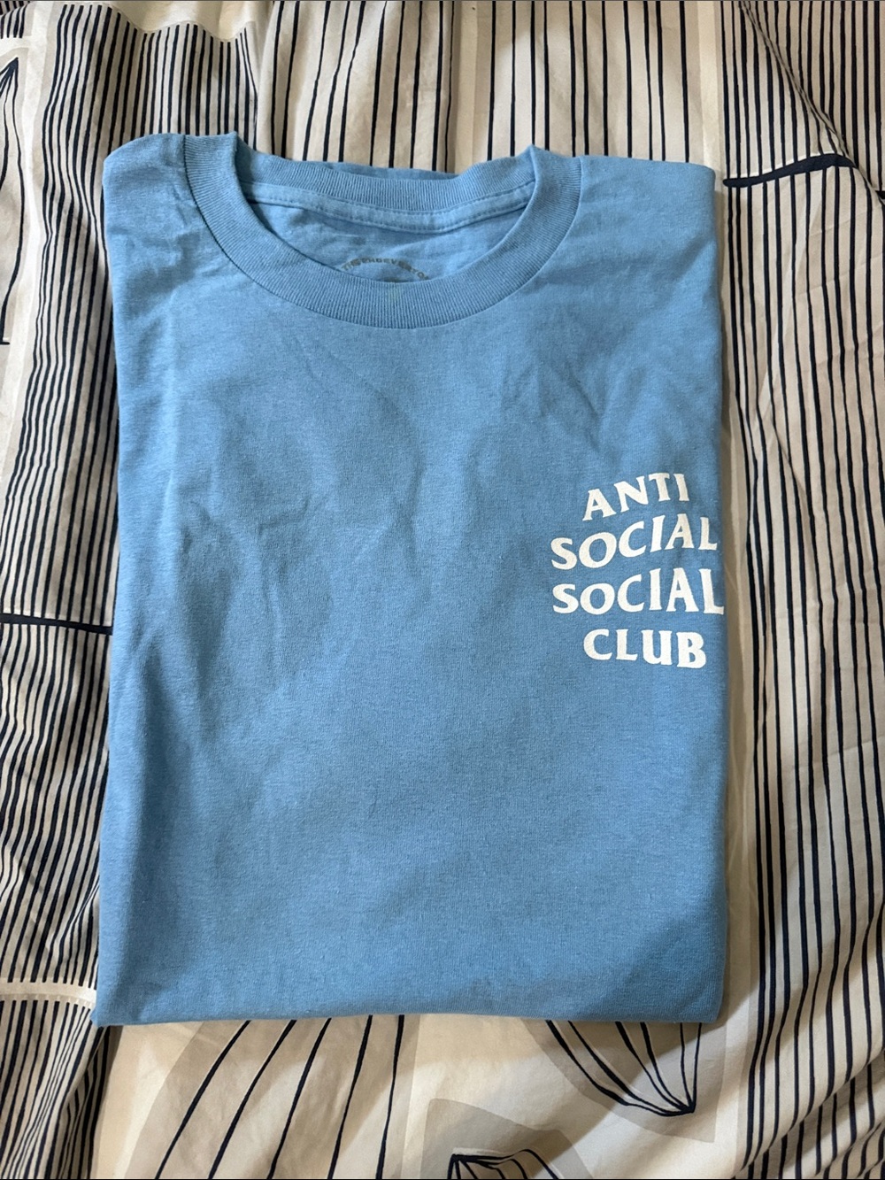 Anti Social Social Club Light Blue Tee with White Chest Logo